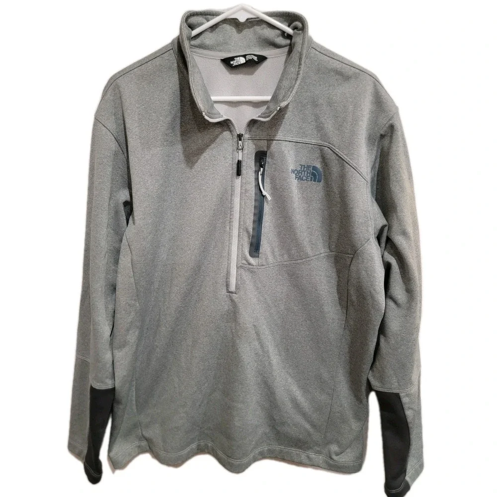 The North Face Mens XL Pullover Grey Heathered 1/4 Zip Tech Fleece‎ CY652 Jacket
